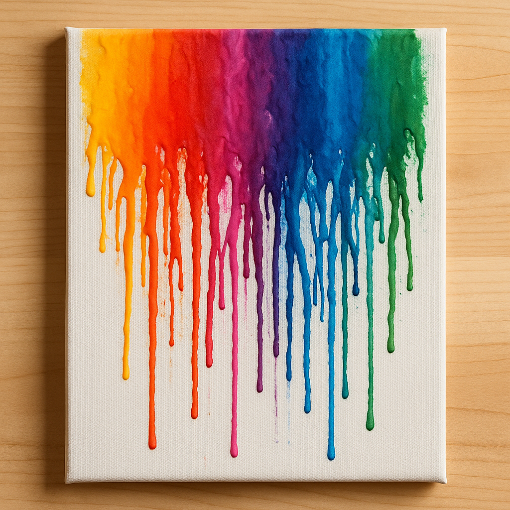 Tableau avec des crayons de cire